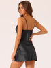 Womens Satin Nightgown Sleeveless Backless Cami Sleepwear with Breast Pads Short Pajamas