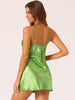 Womens Satin Nightgown Sleeveless Backless Cami Sleepwear with Breast Pads Short Pajamas
