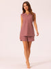 Womens 2 Piece Pjs Waffle Knit Sleeveless Tank Top and Shorts Lounge Pajama Sets S-3XL