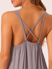 Womens Nightgown Backless Loose Pajamas Cross Suspenders Spaghetti Straps Casual Loungewear Plus Size S-3XL