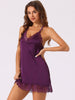 Womens Satin Nightgown Lace Camisole Pajamas V Neck Racerback Sleeveless Silky Sleepwear