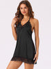 Womens Satin Nightgown Lace Camisole Pajamas V Neck Racerback Sleeveless Silky Sleepwear