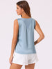 Satin Mesh V Neck Casual Sleeveless Summer Basic Blouse