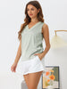 Satin Mesh V Neck Casual Sleeveless Summer Basic Blouse