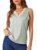 Satin Mesh V Neck Casual Sleeveless Summer Basic Blouse