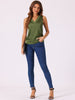 Satin Mesh V Neck Casual Sleeveless Summer Basic Blouse