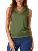 Satin Mesh V Neck Casual Sleeveless Summer Basic Blouse