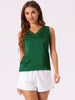 Satin Mesh V Neck Casual Sleeveless Summer Basic Blouse