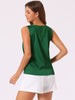 Satin Mesh V Neck Casual Sleeveless Summer Basic Blouse