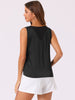 Satin Mesh V Neck Casual Sleeveless Summer Basic Blouse