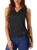 Satin Mesh V Neck Casual Sleeveless Summer Basic Blouse
