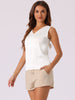 Satin Mesh V Neck Casual Sleeveless Summer Basic Blouse