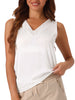 Satin Mesh V Neck Casual Sleeveless Summer Basic Blouse