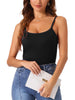 Womens Fit Camisole with Built in Bra Adjustable Spaghetti Strap Pajama Tank Tops Basic Camis Undershirt