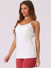 Womens Fit Camisole with Built in Bra Adjustable Spaghetti Strap Pajama Tank Tops Basic Camis Undershirt
