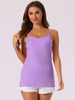 Womens Fit Camisole with Built in Bra Adjustable Spaghetti Strap Pajama Tank Tops Basic Camis Undershirt