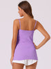 Womens Fit Camisole with Built in Bra Adjustable Spaghetti Strap Pajama Tank Tops Basic Camis Undershirt