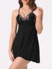 Womens Lingerie Lace Chemise Sleep Gown Mini V Neck Strap Sexy Full Slips Nightgown