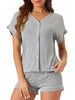 Womens Modal Pajama Sets Soft Short Sleeve Sleepwear Button Top and Shorts 2 Piece Pjs Loungewear