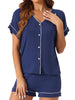 Womens Modal Pajama Sets Soft Short Sleeve Sleepwear Button Top and Shorts 2 Piece Pjs Loungewear