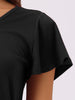 Womens T Shirt Short Sleeve Soft Knit V Neck Ruffled Pajama Tops