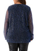 Sequin Relax Fit V Neck Sheer Sleeve Top