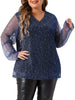 Sequin Relax Fit V Neck Sheer Sleeve Top