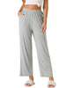 Womens Cotton Elastic Waist Wide-Leg Straight Pants Sleepwear with Pockets