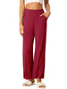 Womens Cotton Elastic Waist Wide-Leg Straight Pants Sleepwear with Pockets