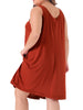 Plus Size Nightgown for Women Sleeveless Contrast Color Wide Strap Pleated Nightshirt Sleepwear