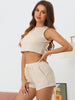Womens Pajama 2 Piece Sets Waffle Sleeveless Tank Shorts Pjs Sexy Hot Girl Loungewear
