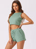 Womens Pajama 2 Piece Sets Waffle Sleeveless Tank Shorts Pjs Sexy Hot Girl Loungewear