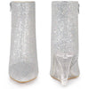 Sparkly Glitter Pointed Toe Clear Wedge Heels Ankle Boots for Women