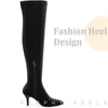Faux Velvet Pointed Toe Stiletto Heels Over the Knee High Boots for Women