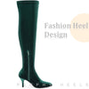 Faux Velvet Pointed Toe Stiletto Heels Over the Knee High Boots for Women