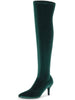 Faux Velvet Pointed Toe Stiletto Heels Over the Knee High Boots for Women