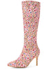 Sparkle Glitter Sequin Lace Stiletto Heel Knee High Boots for Women