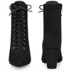 Pointed Toe Lace Up Chunky Heel Ankle Boots for Women