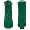 Pointed Toe Lace Up Chunky Heel Ankle Boots for Women
