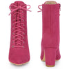 Pointed Toe Lace Up Chunky Heel Ankle Boots for Women