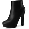 Pointed Toe Platform Chunky Heel Ankle Boots for Women