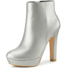 Pointed Toe Platform Chunky Heel Ankle Boots for Women