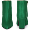 Pointed Toe Satin Chunky Heel Ankle Boots for Women