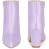 Pointed Toe Satin Chunky Heel Ankle Boots for Women