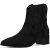 Pointed Toe Chunky Heel Western Ankle Boots for Women