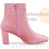 Round Toe Chunky Heels Ankle Boots for Women