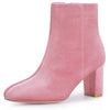Round Toe Chunky Heels Ankle Boots for Women