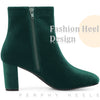 Round Toe Chunky Heels Ankle Boots for Women