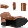 Stone Pattern Platform Chunky Heels Over the Knee Boots for Women