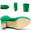 Stone Pattern Platform Chunky Heels Over the Knee Boots for Women